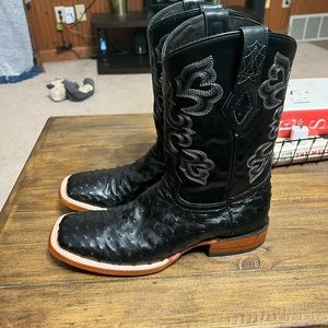 Black Ostrich skin boots
